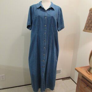 CJ Banks Vintage Cotton Denim Shirt Dress 18W